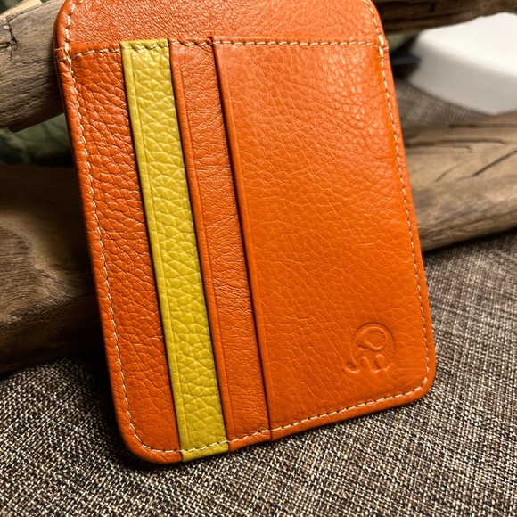 5227-AHM New Card Holder Genuine First Leather Layer Thin Soft Wallet  Small - Picture 4 of 9